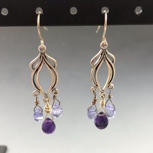 Amethyst Crystals Dangle Sterling Earrings